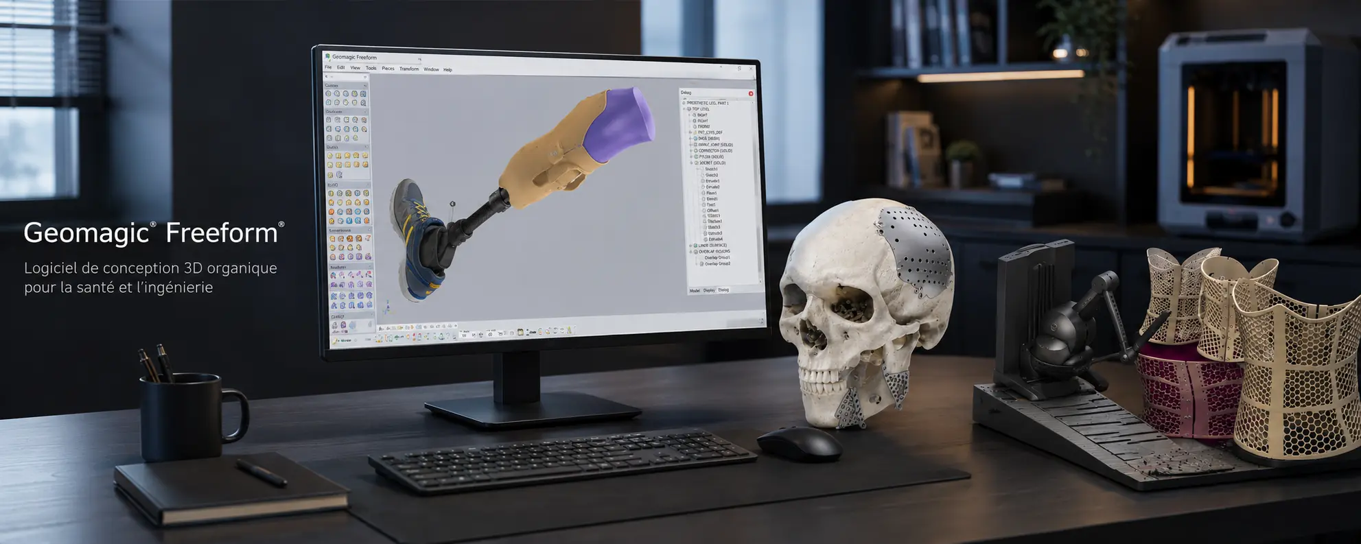 Conception 3D de dispositifs médicaux personnalisés avec le logiciel Geomagic Freeform.
