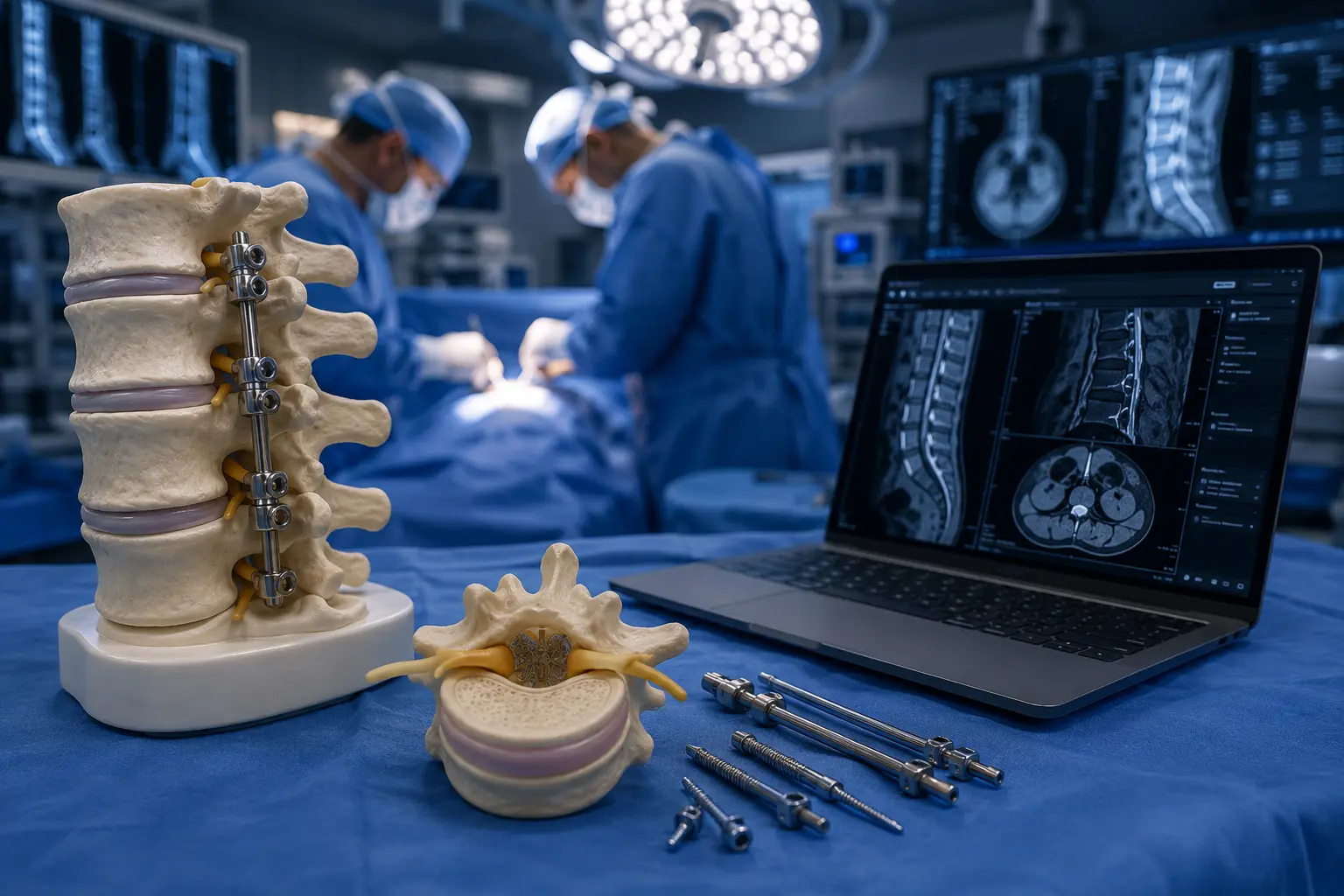 Chirurgie de la colonne vertébrale avec implants et imagerie médicale du rachis