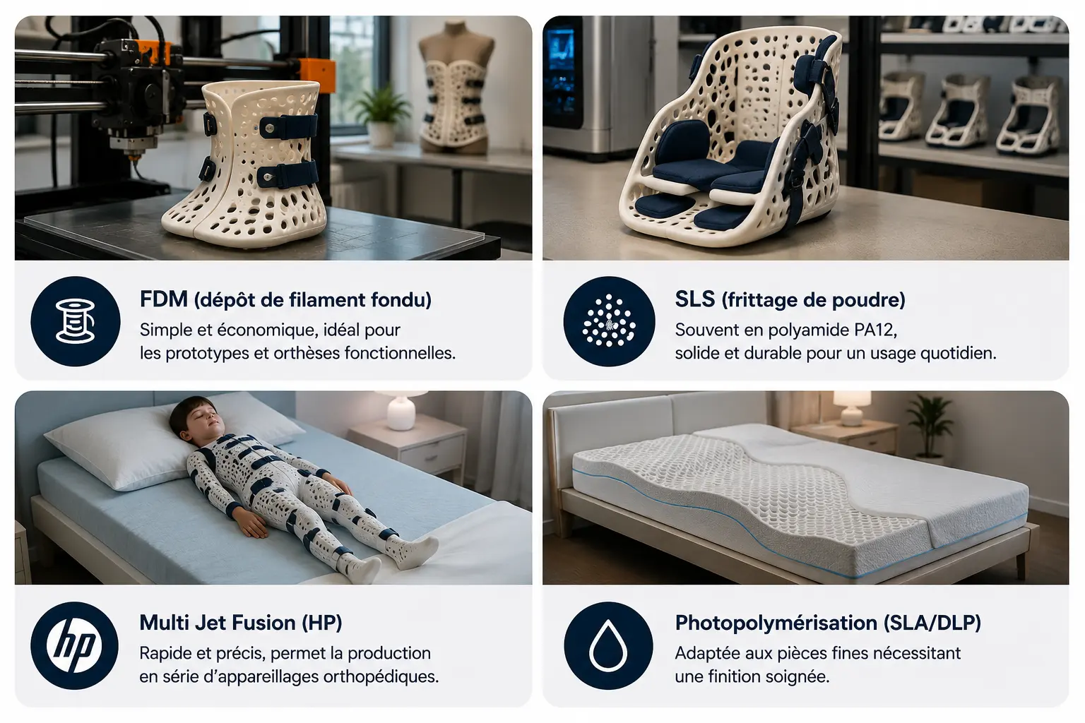 Technologies d’impression 3D pour la fabrication de corsets et orthèses orthopédiques